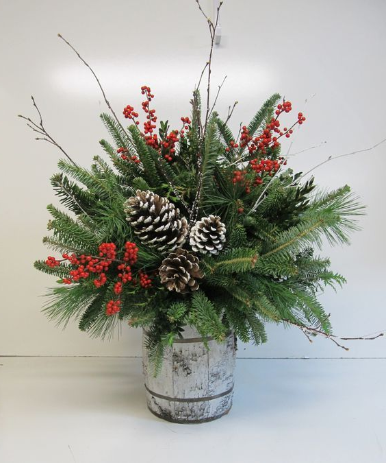 Pinecone and Berry Arrangement